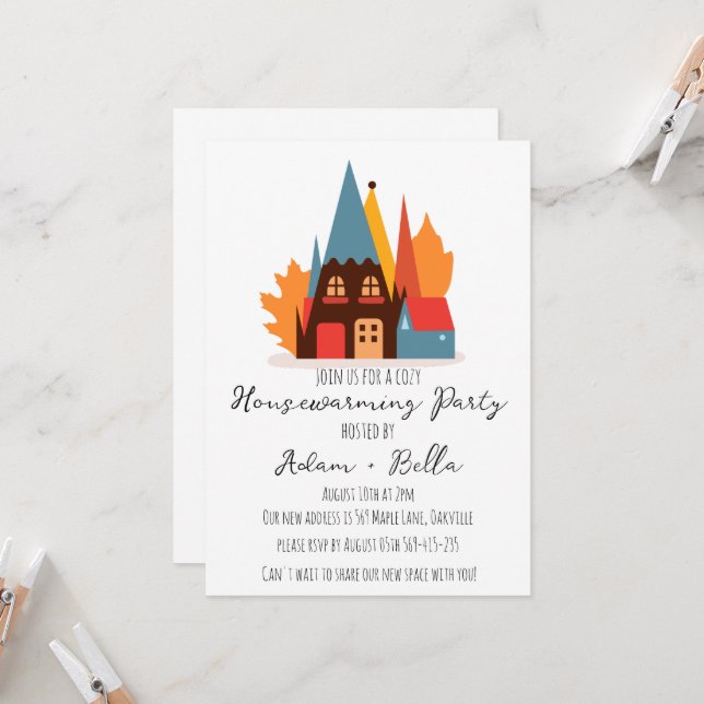 autumn fall housewarming invitations (Front/Back In Situ)