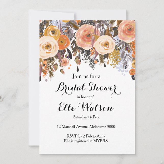 Autumn Fall in Love Bridal Shower Invitation (Front)