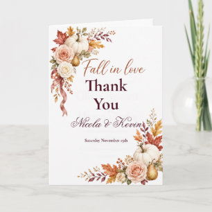 Autumn Fall in Love Engagement Party Thank You Card