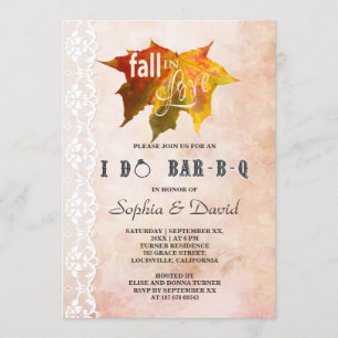 Autumn Fall in Love Lace I DO BBQ Invitation
