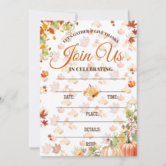 Autumn Fall Invitation with Pumpkins (Front)