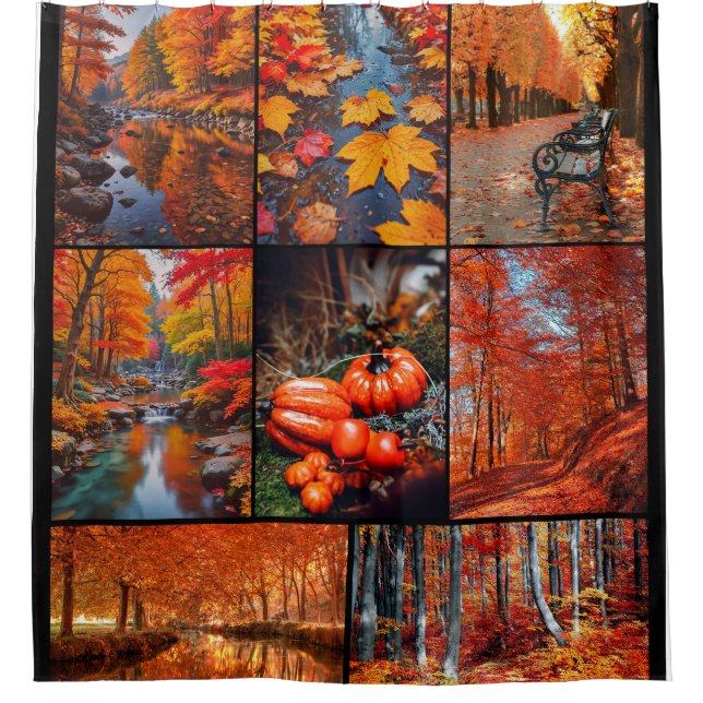 Autumn Fall Landscape Photo Collage Art Shower Curtain (Front)