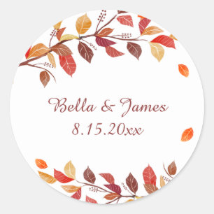 Autumn Fall Leaf Wedding Stickers