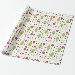 Autumn Fall Leaves Acorn Trees Wrapping Paper
