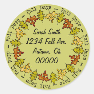 Autumn Fall Leaves Address Label Name Bookplate
