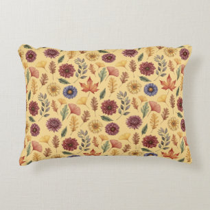 Autumn Fall Leaves and Flowers Pattern Decorative Cushion