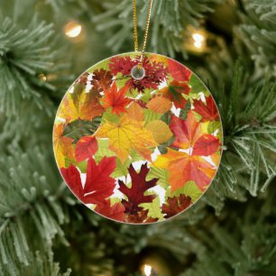 Autumn Fall Leaves Ceramic Ornament