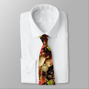 Autumn Fall leaves, chestnuts mushrooms photo Tie