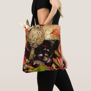 Autumn Fall leaves, chestnuts mushrooms photo Tote Bag