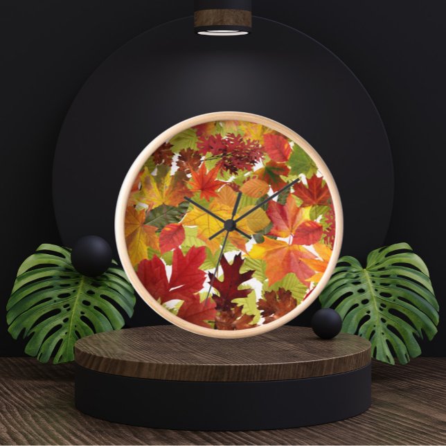 Autumn Fall Leaves  Clock (Autumn Fall Leaves Clock by Looly Elzayat)