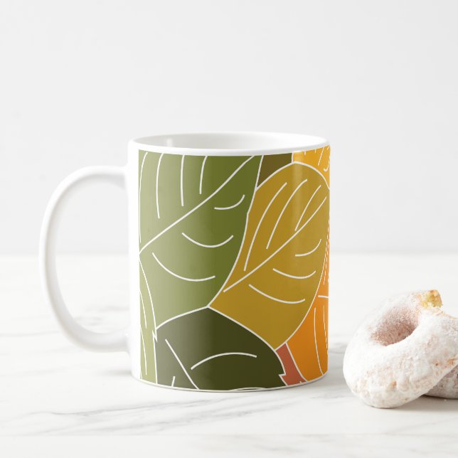 Autumn Fall Leaves Coffee Mug (With Donut)