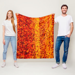 Autumn Fall Leaves Fleece Blanket