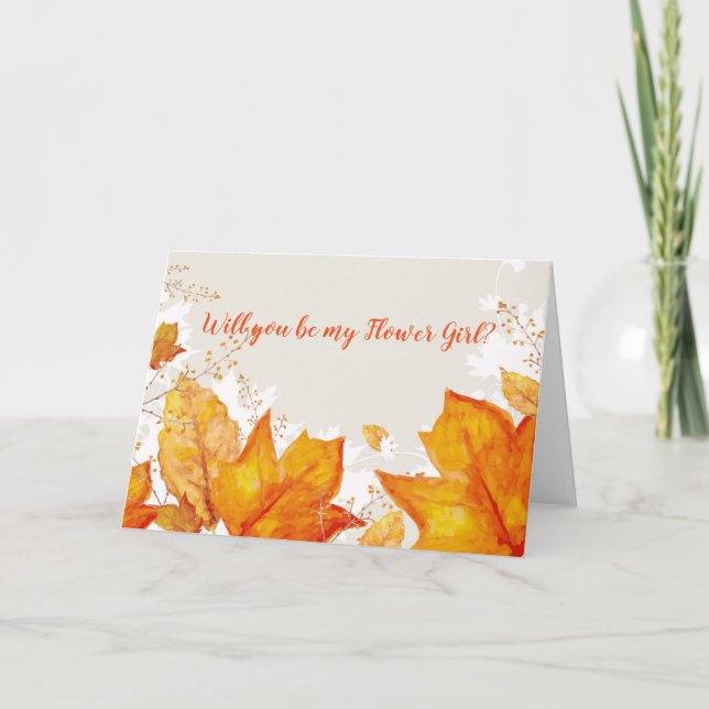 Autumn Fall Leaves Flower Girl Invitation (Front)