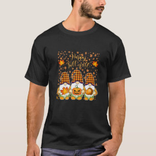 Autumn Fall Leaves Funny Halloween Gnomes Happy Fa T-Shirt