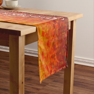 Autumn Fall Leaves Grateful Thankful Blessed Medium Table Runner