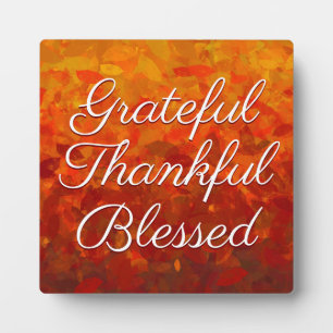 Autumn Fall Leaves Grateful Thankful Blessed Plaque