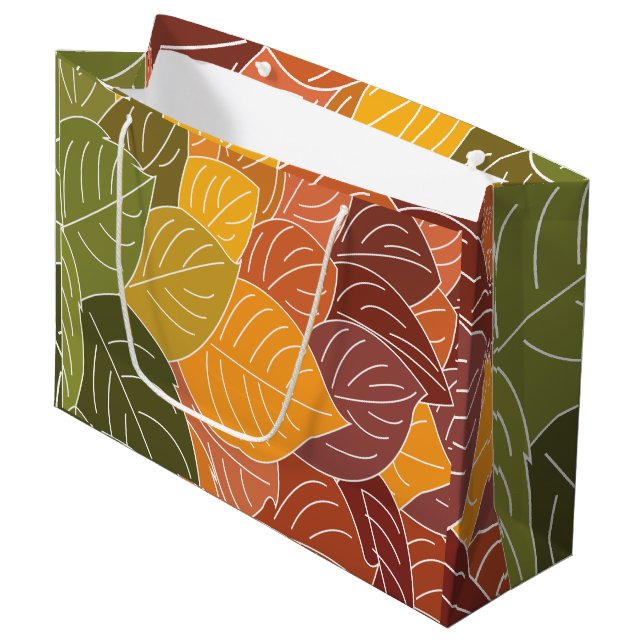 Autumn Fall Leaves Large Gift Bag (Front Angled)