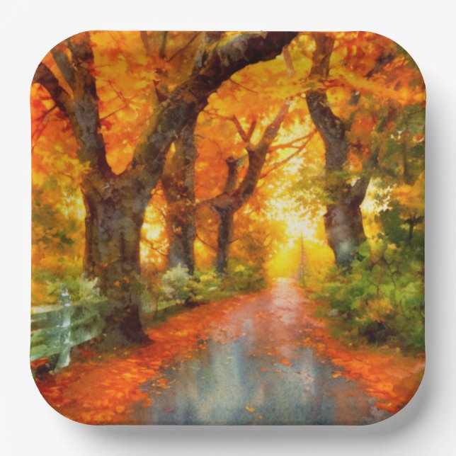 Autumn/Fall/Leaves/nature  Paper Plate (Front)