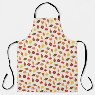 Autumn Fall Leaves on a Cream Background Apron
