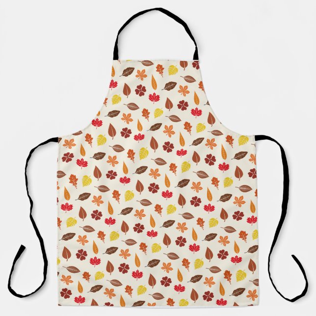 Autumn Fall Leaves on a Cream Background Apron (Front)