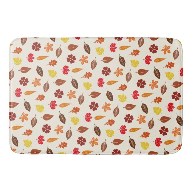 Autumn Fall Leaves on a Cream Background Bath Mat (Front)