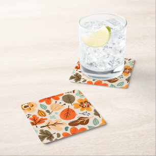 Autumn Fall Leaves Paper Coasters