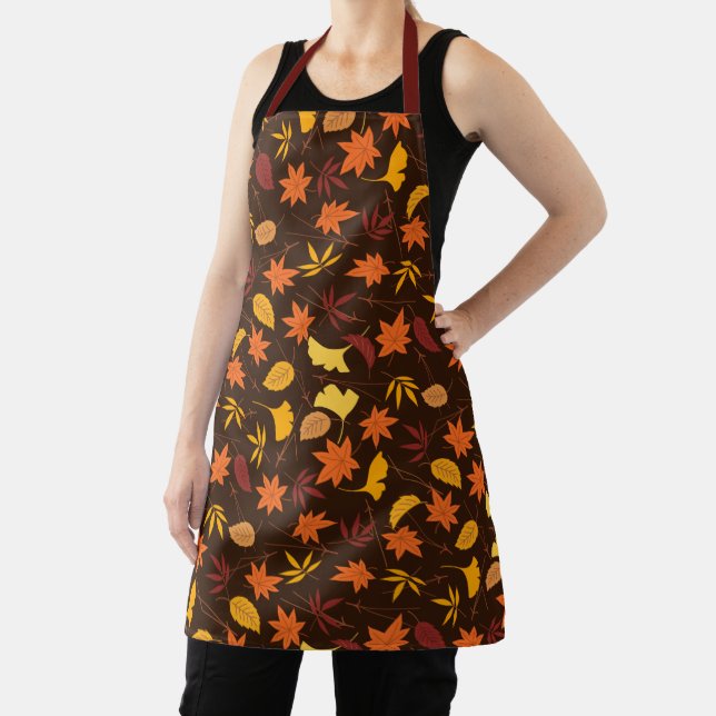 Autumn Fall Leaves Pattern Apron (Insitu)