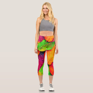 Autumn Fall Leaves Pattern   Capri Leggings