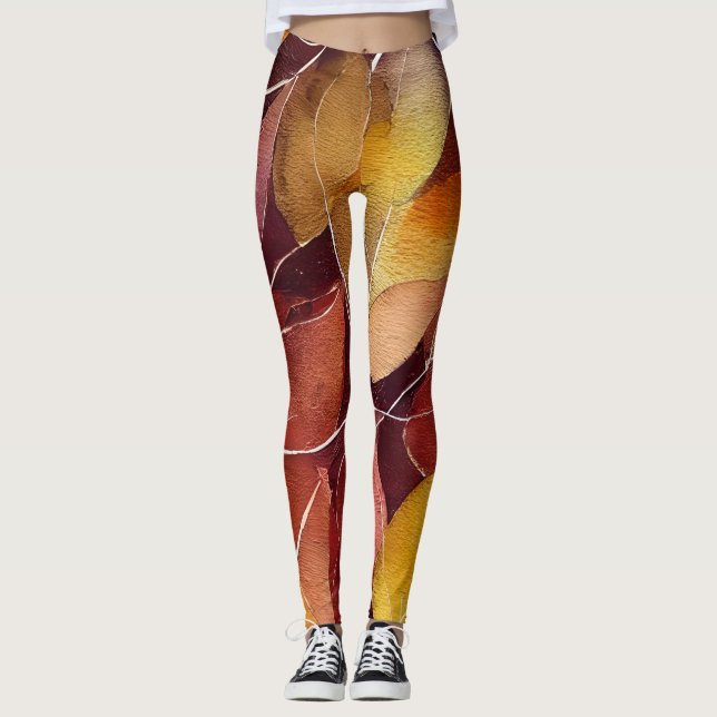Autumn Fall Leaves Pattern   Leggings (Front)