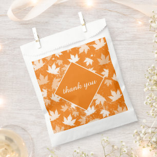 Autumn Fall Leaves Pattern Thank You Favour Bag