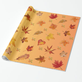 Autumn Fall leaves Pattern Wrapping Paper