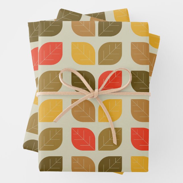 Autumn Fall Leaves Pattern Wrapping Paper Sheet (In situ)