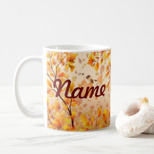 Autumn Fall Leaves Personalised Coffee Mug, Cup