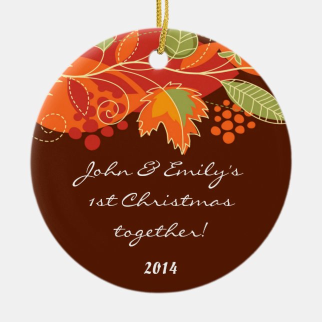 Autumn Fall Leaves Personalised Name Ornament (Front)