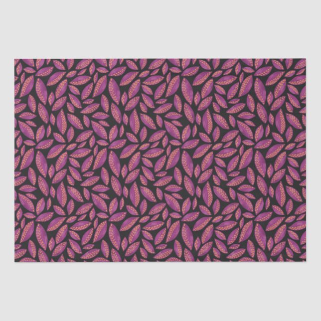 Autumn Fall Leaves Purple & Black Tissue Paper (Front)