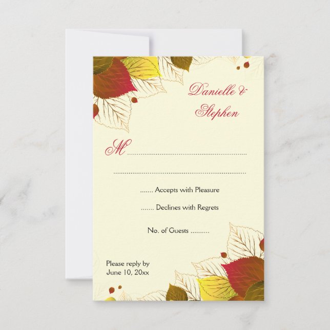 Autumn Fall Leaves RSVP Response Card (Front)