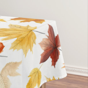 Autumn Fall Leaves Terracotta Brown Boho Pattern Tablecloth