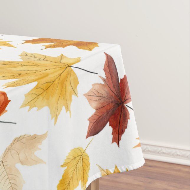 Autumn Fall Leaves Terracotta Brown Boho Pattern  Tablecloth (In Situ)