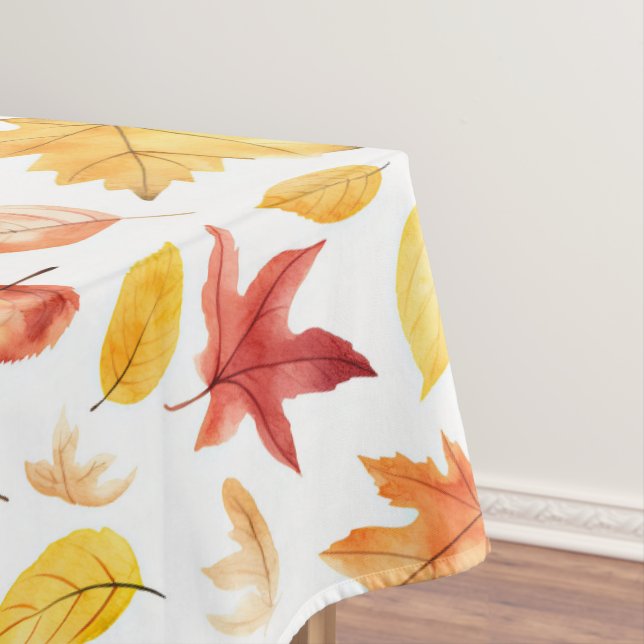 Autumn Fall Leaves Terracotta Brown Boho Pattern  Tablecloth (In Situ)