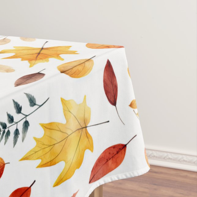 Autumn Fall Leaves Terracotta Brown Boho Pattern  Tablecloth (In Situ)