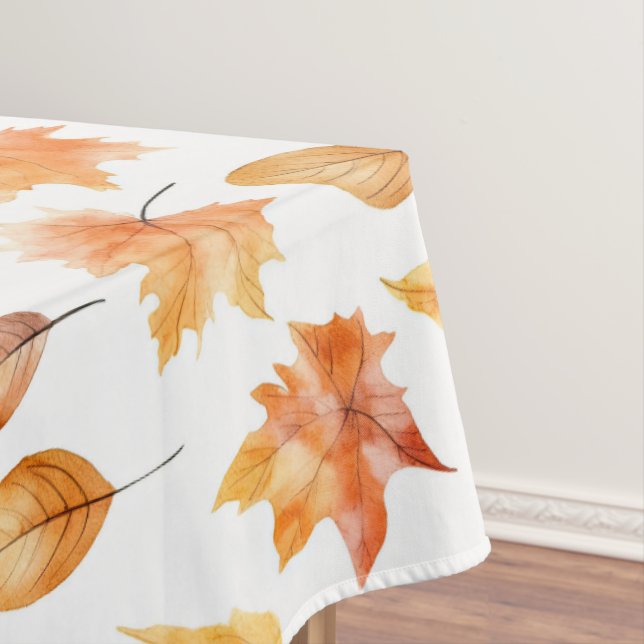 Autumn Fall Leaves Terracotta Brown Boho Pattern  Tablecloth (In Situ)