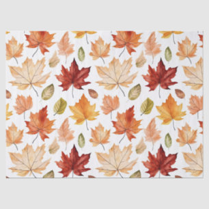 Autumn Fall Leaves Terracotta Brown Boho Pattern Tissue Paper