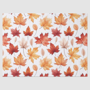 Autumn Fall Leaves Terracotta Brown Boho Pattern  Tissue Paper