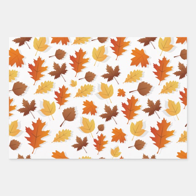 Autumn/Fall leaves Thanksgiving gift wrap.  Wrapping Paper Sheet (Front)