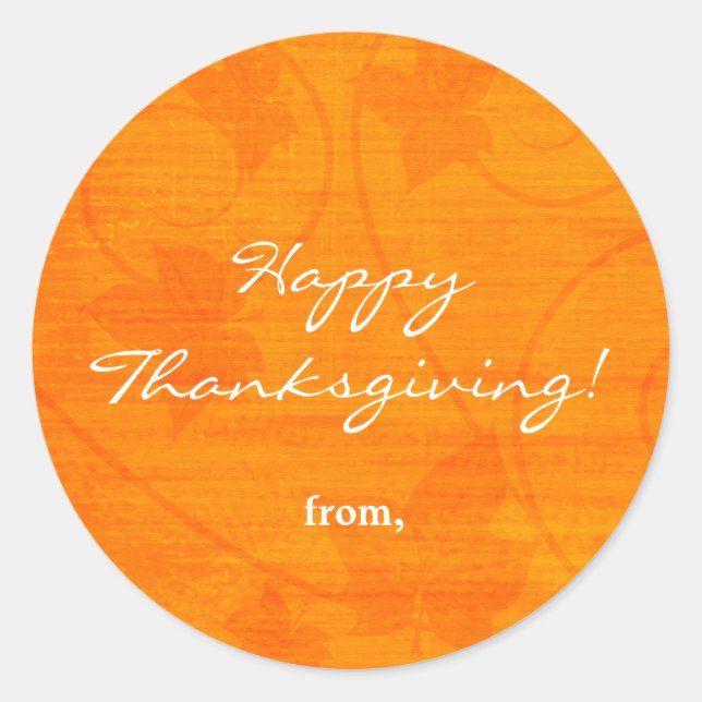 Autumn Fall Leaves Thanksgiving Orange Sticker (Front)