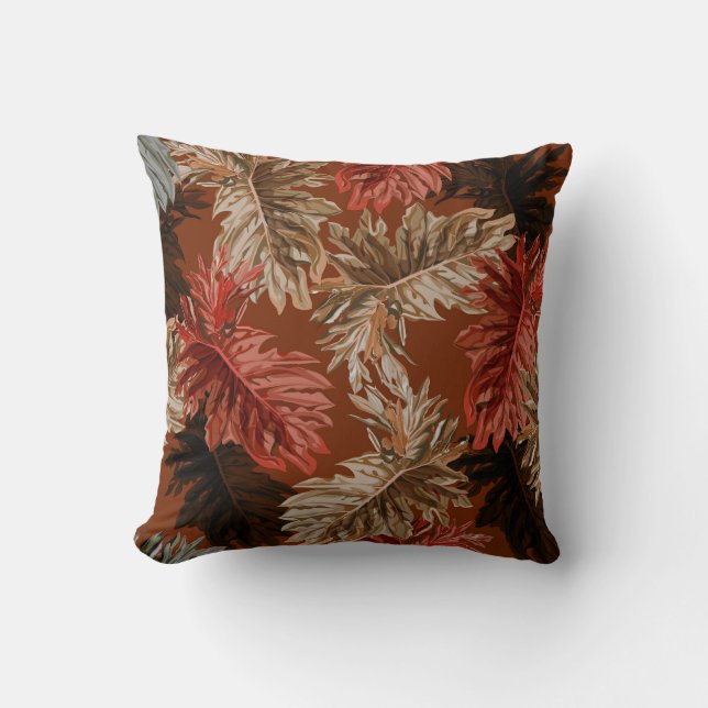 Autumn Fall Leaves Throw Pillow (Front)