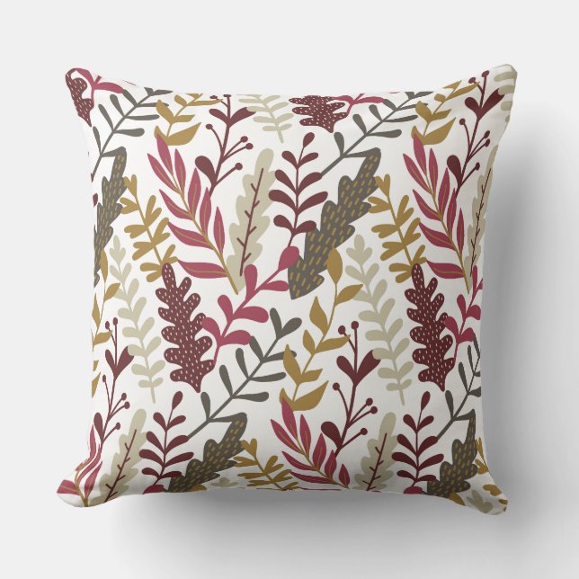 Autumn Fall Leaves Throw Pillow (Front)