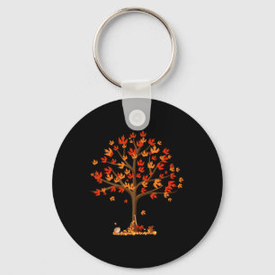 Autumn Fall Leaves Tree And Forest Creatures Mens  Key Ring