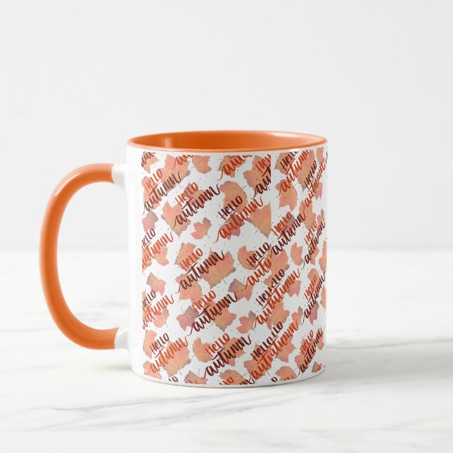 Autumn fall leaves Two-tone coffee Mug (Left)