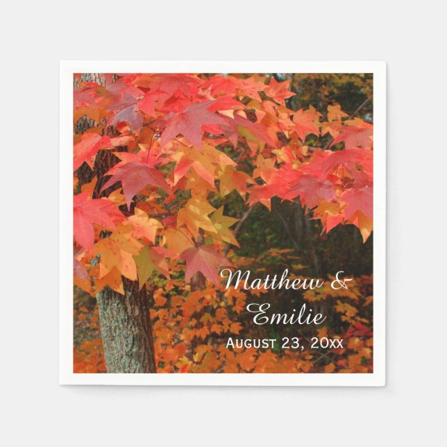 Autumn Fall Leaves Wedding Napkins (Front)